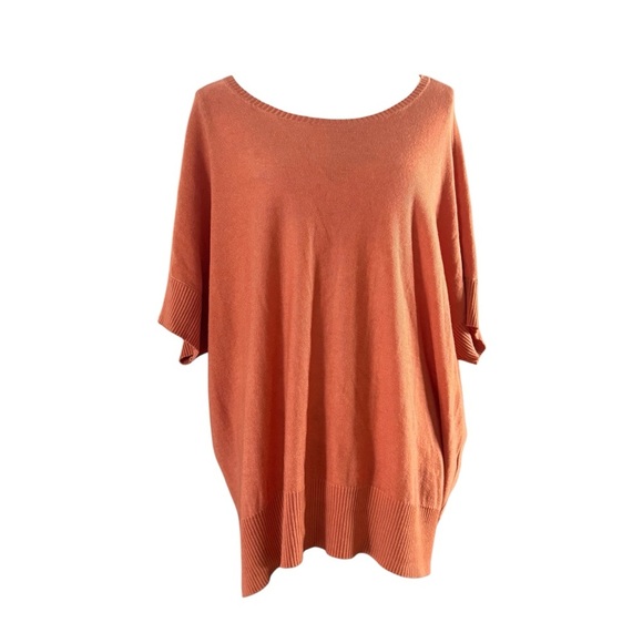 Eileen Fisher Orange Tencel Merino Wool Top 3X Short Sleeve - Picture 3 of 7